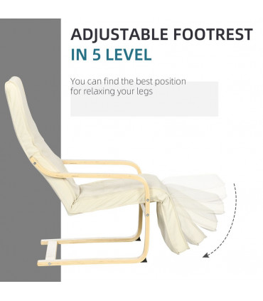Lounge Chair Recliner Adjustable Footrest Home Cream White