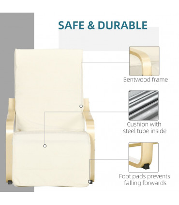 Lounge Chair Recliner Adjustable Footrest Home Cream White