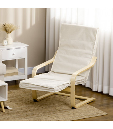 Lounge Chair Recliner Adjustable Footrest Home Cream White