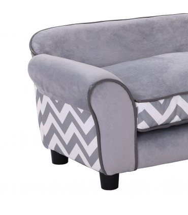 Dog Sofa Cat Couch Bed for XS Dogs w/ Removable Sponge Cushion - Grey