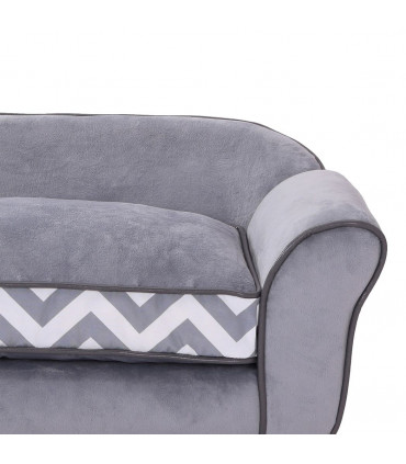 Dog Sofa Cat Couch Bed for XS Dogs w/ Removable Sponge Cushion - Grey