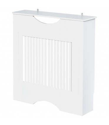 HOMCOM Modern Radiator Cover Heater Cabinet Slatted Worktop Painted MDF White