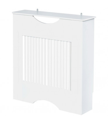 HOMCOM Modern Radiator Cover Heater Cabinet Slatted Worktop Painted MDF White