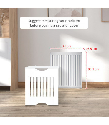 HOMCOM Modern Radiator Cover Heater Cabinet Slatted Worktop Painted MDF White
