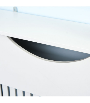 HOMCOM Modern Radiator Cover Heater Cabinet Slatted Worktop Painted MDF White