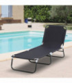 Folding Lounge Chair Outdoor Chaise Lounge for Bench Patio Black