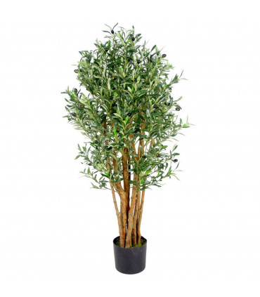 125cm Leaf Design UK Realistic Artificial Olive Tree in Black Plastic Pot