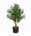 65cm Leaf Design UK Realistic Artificial Olive Tree in Black Plastic Pot
