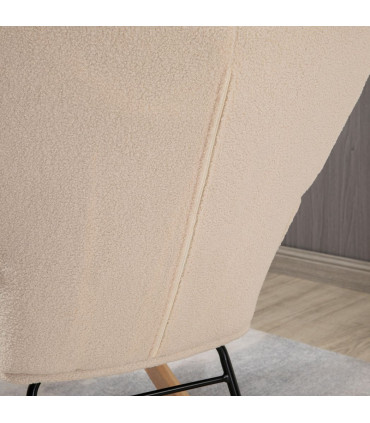 HOMCOM Wingback Rocking Chair for Nursing w/ Steel Frame and Wooden Base Beige