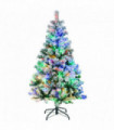 HOMCOM 4.5ft Artificial Flocked Christmas Tree with LED Lights, Snow Branches