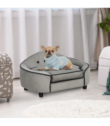 Dog Sofa Bed Pet Chair w/ Sponge Padded Cushion for XS and S Size Dogs - Grey