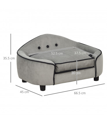 Dog Sofa Bed Pet Chair w/ Sponge Padded Cushion for XS and S Size Dogs - Grey