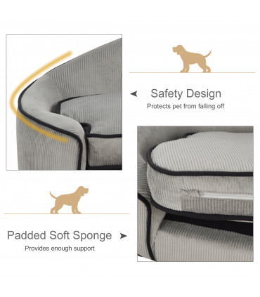 Dog Sofa Bed Pet Chair w/ Sponge Padded Cushion for XS and S Size Dogs - Grey