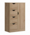 HOMCOM Freestanding Bathroom Cabinet with 4 Drawers and Door Cupboard Natural