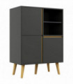 HOMCOM Storage Cabinet Sideboard with Tempered Glass Adjustable Shelves