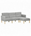 Upholstered Sofa bed Reversible Sectional Sofa Set Sleeper with Footstool