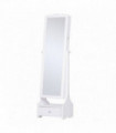 Mirrored Jewelry Cabinet Armoire Floor Standing  Lock, LED Light White