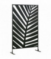 Outsunny 6.5FT Metal Outdoor Privacy Screen Panel with Stand, Banana Leaf Style