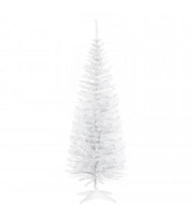 HOMCOM 5FT Pencil Slim Artificial Christmas Tree with Study Stand Tips White