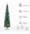 HOMCOM 7.5ft Artificial Pencil Christmas Tree with Colourful Lights, Steel Base
