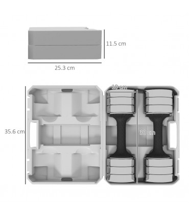 Adjustable Dumbbells Set, Free weights with Storage Box, 10kg x 2