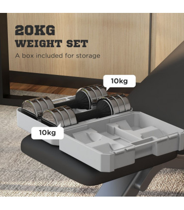 Adjustable Dumbbells Set, Free weights with Storage Box, 10kg x 2
