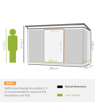 Garden Storage Shed Store Metal Roof Building Tool Box Container Light Grey