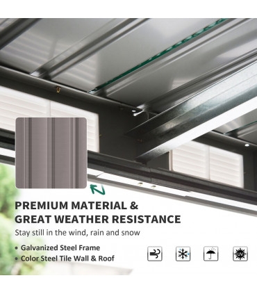 Garden Storage Shed Store Metal Roof Building Tool Box Container Light Grey