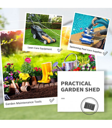 Garden Storage Shed Store Metal Roof Building Tool Box Container Light Grey