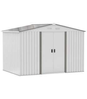 Garden Shed Storage Large Yard Store Sliding Door Metal Roof Tool Box Silver