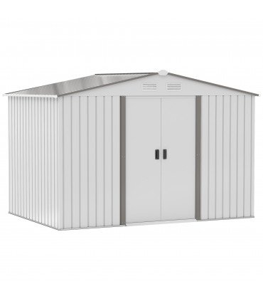 Garden Shed Storage Large Yard Store Sliding Door Metal Roof Tool Box Silver