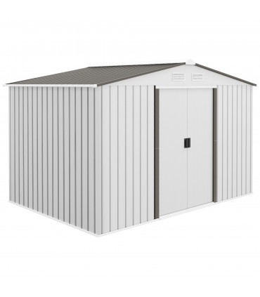 Garden Shed Storage Large Yard Store Sliding Door Metal Roof Tool Box Silver