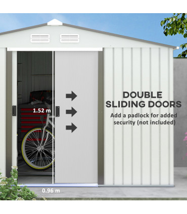 Garden Shed Storage Large Yard Store Sliding Door Metal Roof Tool Box Silver