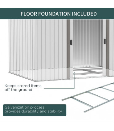 Garden Shed Storage Large Yard Store Sliding Door Metal Roof Tool Box Silver