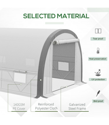 6 x 3(m) Upgraded Polytunnel Greenhouse w/ Mesh Door & Windows, 15 Plant Labels