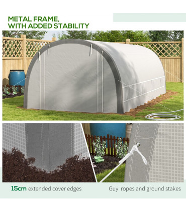 6 x 3(m) Upgraded Polytunnel Greenhouse w/ Mesh Door & Windows, 15 Plant Labels