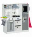 AIYAPLAY Toy Kitchen Playset with Lights, Sounds, Apron, Chef Hat - White