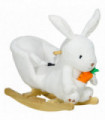 HOMCOM Kids Rabbit-Shaped Rocking Horse with Realistic Sounds Safety Belt  White