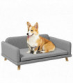 PawHut Dog Sofa Bed with Legs, Water-Resistant Fabric for Medium Dogs - Grey