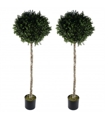 140cm Pair of Buxus Ball Artificial Tree UV Resistant Outdoor Topiary