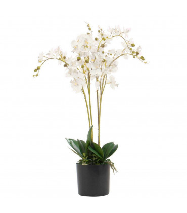 60cm Leaf Design UK Realistic Artificial Orchid Flower Display in Pot