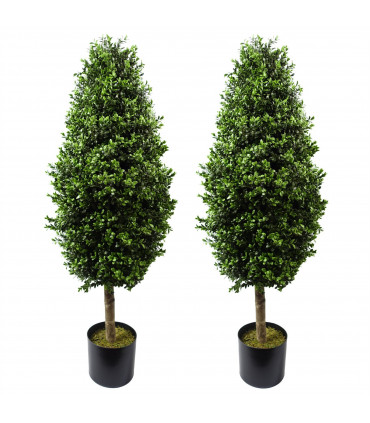 120cm Pair of Buxus Ball Cone Artificial Tree UV Resistant Outdoor