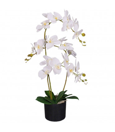 65cm Leaf Design UK Realistic Artificial Orchid Flower Display in Pot