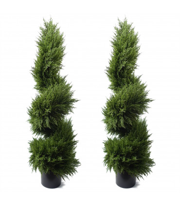 120cm Pair of Spiral Cypress Artificial Tree UV Resistant Outdoor