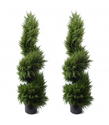 120cm Pair of Premium Artificial Cypress Spiral Topiary