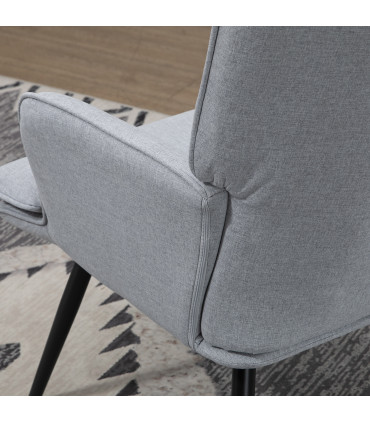 HOMCOM Living Room Chair with Footstool and Steel Legs, Light Grey