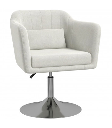 HOMCOM Stylish Retro Linen Swivel Tub Chair Steel Frame Cushion Seat Cream Whit