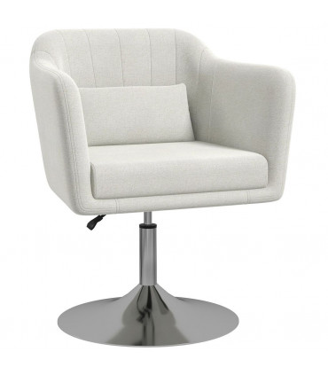 HOMCOM Stylish Retro Linen Swivel Tub Chair Steel Frame Cushion Seat Cream Whit