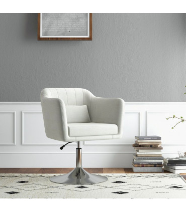 HOMCOM Stylish Retro Linen Swivel Tub Chair Steel Frame Cushion Seat Cream Whit