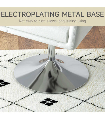 HOMCOM Stylish Retro Linen Swivel Tub Chair Steel Frame Cushion Seat Cream Whit